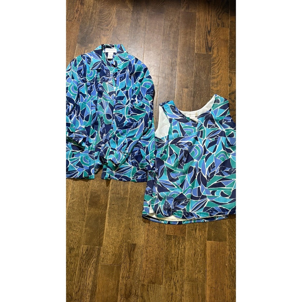 VTG Draper's & Damon's Womens Two Piece Multi-Color Blouse size PXS Light Weight